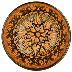 Bol décoratif orange Tolga 15cm, en céramique orientale avec motifs floraux