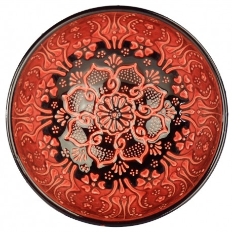 Bol rouge Tolga 15cm en céramique orientale turque avec motifs floraux