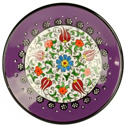 Assiette fait main violette Kiraz 18cm, vaisselle orientale