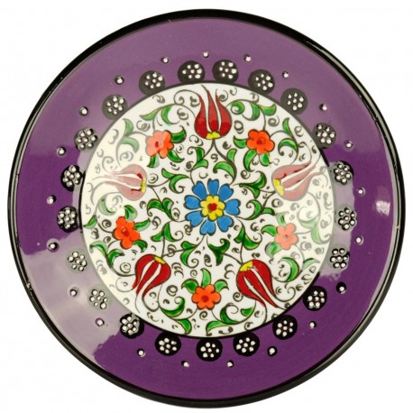 Assiette fait main violette Kiraz en céramique orientale artisanale
