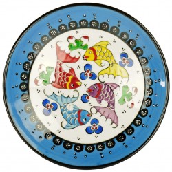 Assiette poisson bleue Kiraz, décoration ethnique orientale