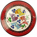 Assiette ottomane Kiraz rouge 18cm avec poissons