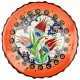 Vaisselle orientale, assiette orange Kiraz 18cm à bord chantourné et motifs floraux orientaux