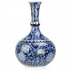 Soliflore bleu Bora 30cm, Vase à col étroit décoré d'oeillets