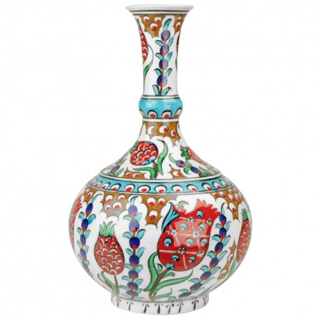 Vase Soliflore style Iznik Farik 25cm décoré de grenades