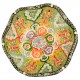 poterie turque, Bol coloré Nalan Vert citron 15cm à bords chantournés avec fleurs
