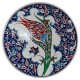 Plat iznik Filiz 30cm, céramique d'art décorée d'une tulipe