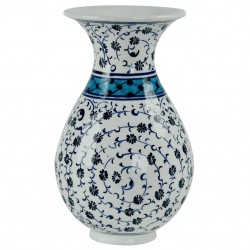 Petit vase turc ottoman en céramique artisanale Hava 15cm décoré de spirales