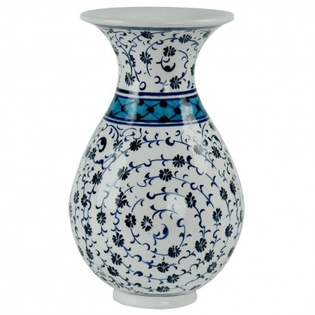 Petit vase turc ottoman en céramique artisanale Hava 15cm décoré de spirales