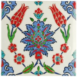 Carreau Iznik Lalé 20x20, artisanat d'art ottoman turc