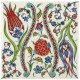 Carreau deco Ceylan 20x20 au décor fleuri d'Iznik (céramique turque ottomane)
