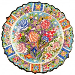 Assiette bohème multicolore orientale Deniz bleue en faïence orientale