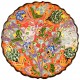 Assiette originale Selin Orange 18cm en faïence décorée de motifs fleuris colorés