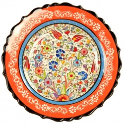 Assiette déco bohème orange Elmas 25cm, design exotique pour idée cadeau original