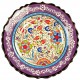 Assiette murale décorative violette Elmas, bord chantourné et frise blanche