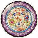 Assiette murale violette Elmas 25cm avec frise blanche