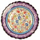 Assiette murale décorative violette Elmas, bord chantourné et frise blanche