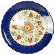 Assiette ethnique ottomane Elmas Bleu nuit 25cm avec motifs fleuris et bords chantournés