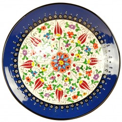 Vaisselle artisanale, Assiette en céramique bleue Elmas 25cm