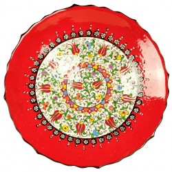 Assiette orientale rouge Elmas 25cm à bord chantourné