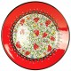 Assiette en poterie artisanale rouge Elmas 25cm décorée de fleurs (style Millenium)