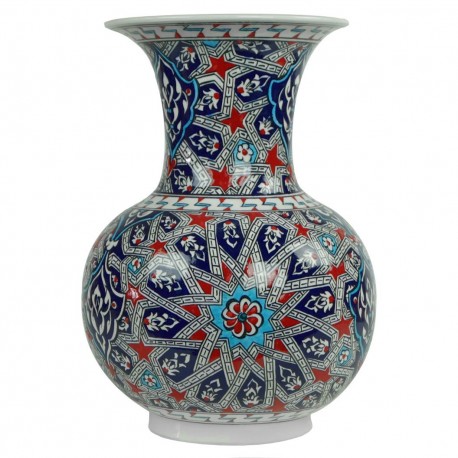 Vase oriental large Melis 30cm, décor géométrique