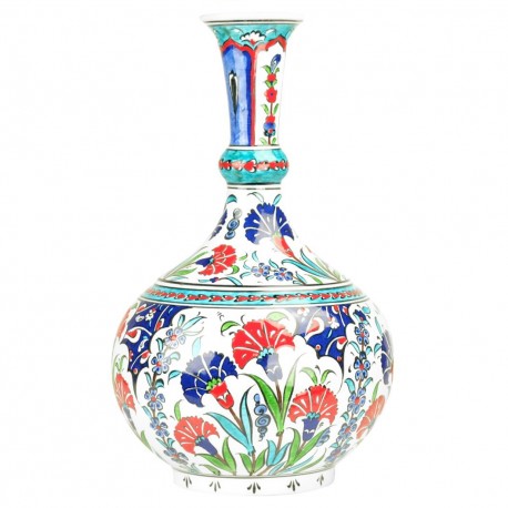 Artisanat turc, soliflore oriental en céramique d'Iznik Ceylan 30cm avec motifs floraux