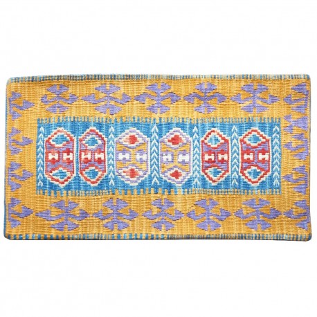 Coussin coloré décoratif jaune et bleu Comana