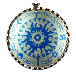 Collier 4 symboles religieux bleu et argenté Kaveh