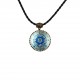 Collier 4 symboles religieux bleu et argenté Kaveh