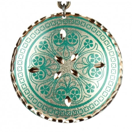 Collier pendentif vert artisanal en cuivre Nafis