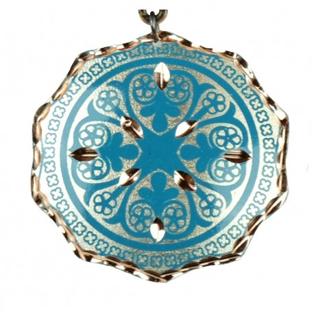 Pendentif turquoise artisanal en cuivre Turan