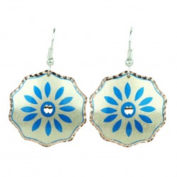 Boucles d'oreilles artisanales bleues en cuivre Saeedeh