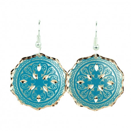 Boucles d'oreilles turquoise en cuivre Marjan, design ethnique