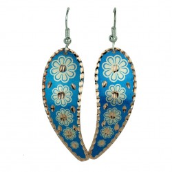 Boucles d'Oreilles Ethniques Fait Main Bleues Ladan