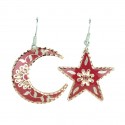 Boucles d'oreilles étoile et lune Nassimeh rouges
