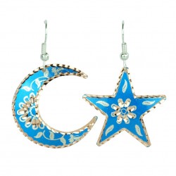 Boucles d'oreilles en lune et étoile Nassimeh bleues