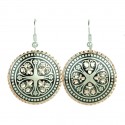 Boucles d'oreilles ethniques rondes noires et argent Atoosha