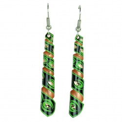 Bijoux orientaux, Boucles d'oreilles Emna vertes et noires