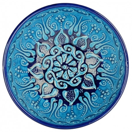 Bols turquoises Tolga 15cm en céramique décorée de motifs fleuris orientaux 