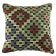 Coussin kilim vintage Kolon B037 décoré de losanges aux couleurs pastel