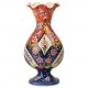 Vase ethnique artisanal Alis bleu et rouge 20cm
