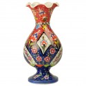 Vase ethnique Alis bleu et rouge 20cm