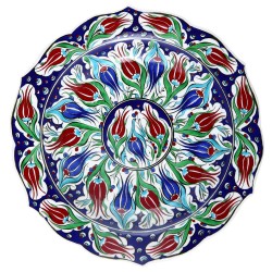Assiettte turque fleurie en céramique d'Iznik Lalé 30cm, avec tulipes