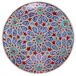 Vaisselle orientale, Plat en céramique Melis Rouge 30cm avec motifs géométrique