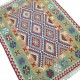 Tapis Rectangulaire, Kilim Vert, Violet et Jaune S24 par KaravaneSerail