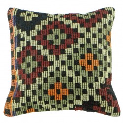 Coussin original en kilim de Turquie Kolon B044, travail artisanal