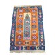 Petit tapis oriental de chambre orange et bleu C40