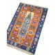 Petit tapis oriental de chambre orange et bleu C40