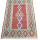 Magnifique Tapis Vert et Rouge, Kilim Vintage de Turquie S22